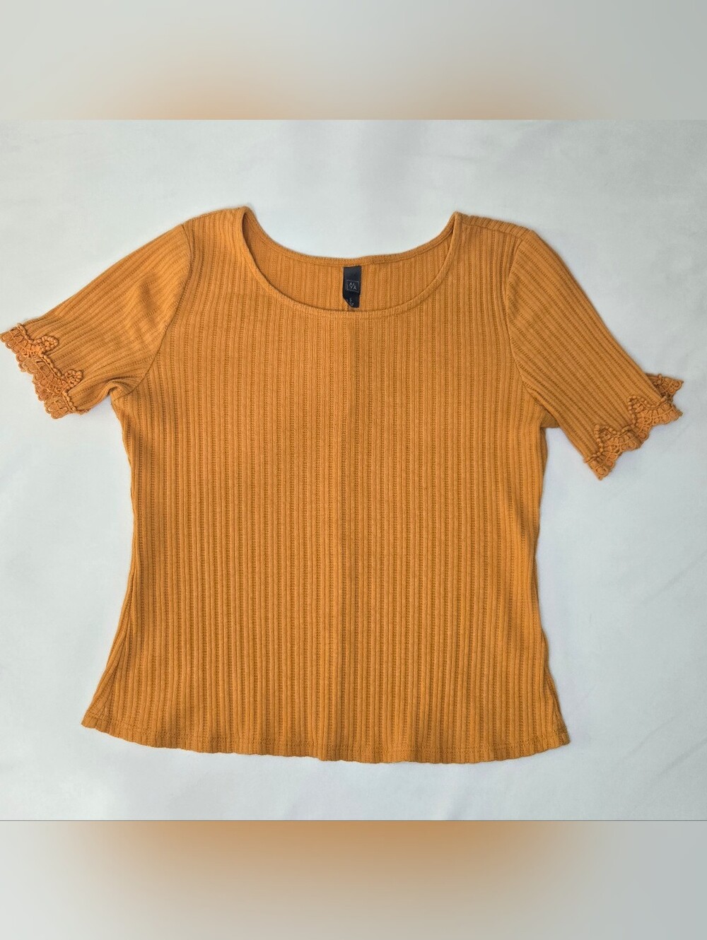 Women’s Ribbed Short-Sleeve Top - Orange